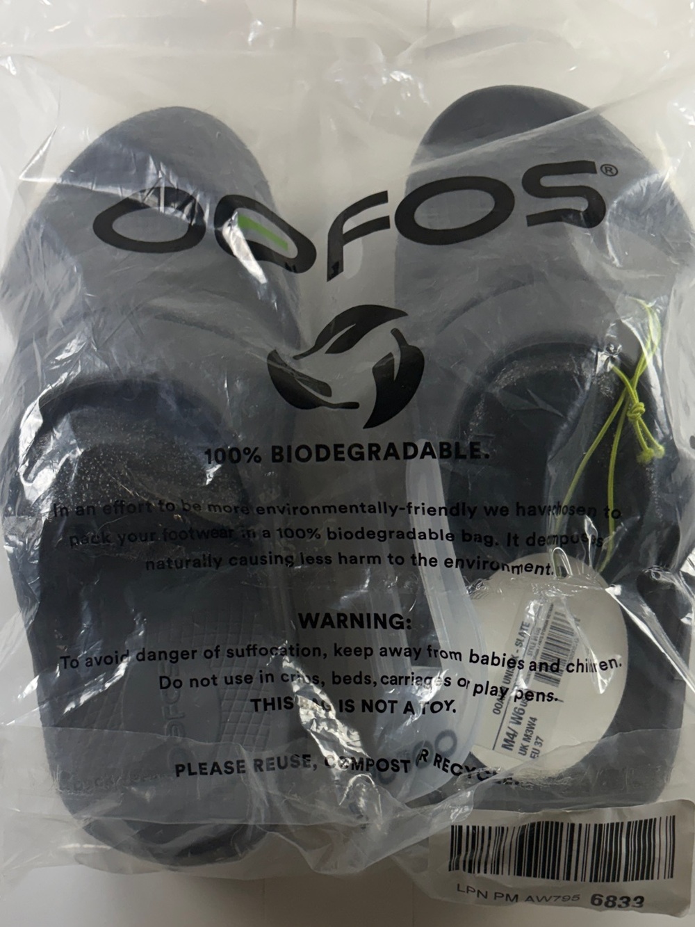 OOFOS Grey Slide Sandals - women’s size 6 - Picture 2 of 4